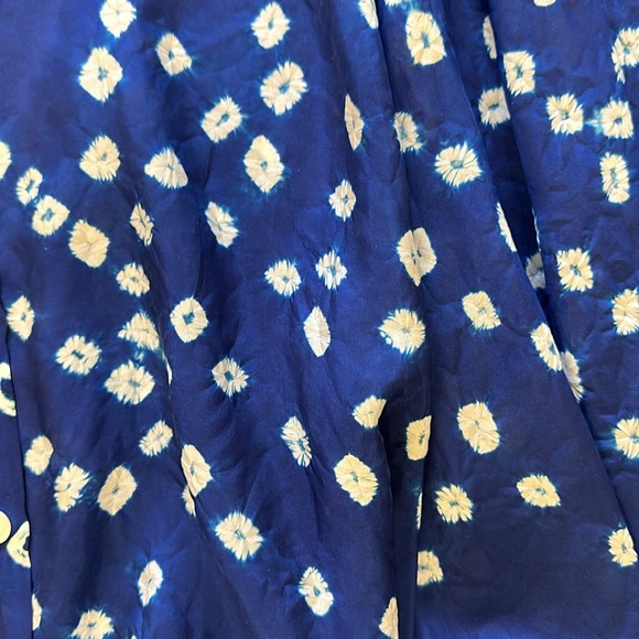 ROLLER RABBIT tie dye silk blouse, blue & white, Small, NWT - Picture 14 of 15